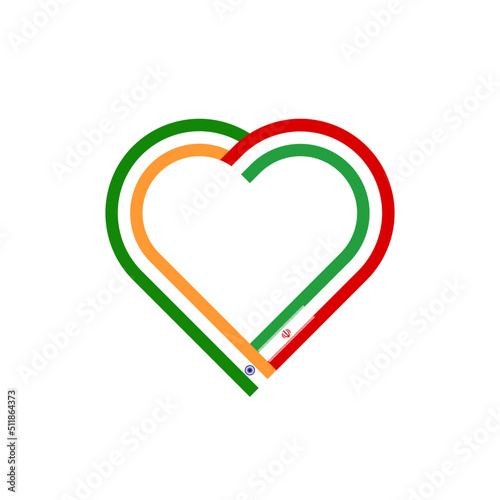 unity concept. heart ribbon icon of india and iran flags. vector illustration isolated on white background