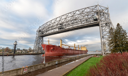 Ship Passing under the Aerial Lift Bridge photo