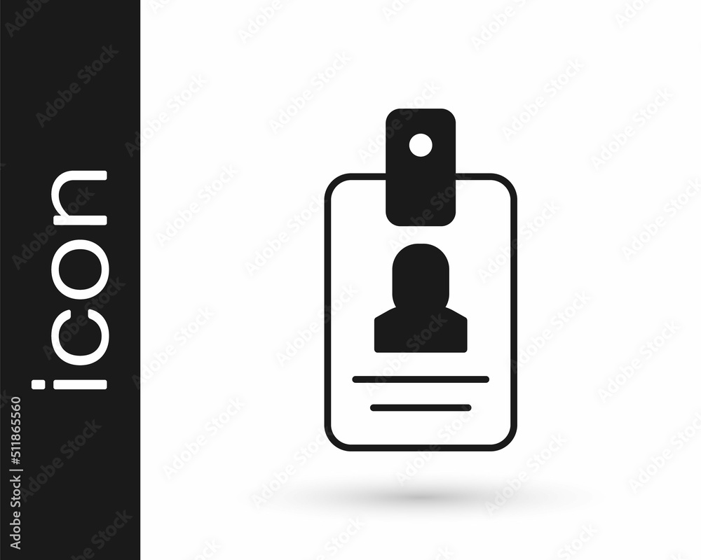 Black Identification badge icon isolated on white background. It can be used for presentation, identity of the company, advertising. Vector Black Identification badge icon isolated on white background. It can be used for presentation, identity of the company, advertising. Vector