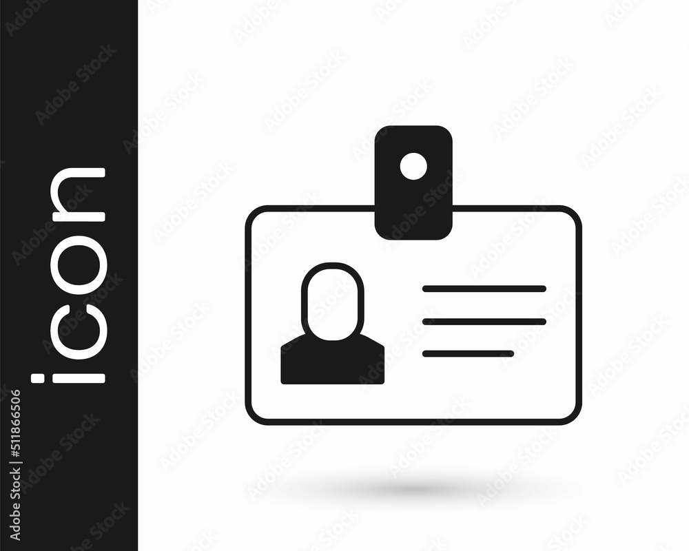 Black Identification badge icon isolated on white background. It can be used for presentation, identity of the company, advertising. Vector Black Identification badge icon isolated on white background. It can be used for presentation, identity of the company, advertising. Vector