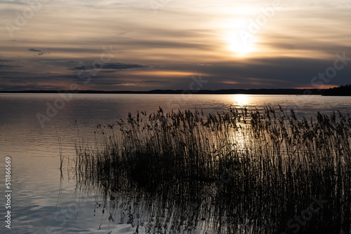 Sonnenuntergang am Unden, einem See in Schweden