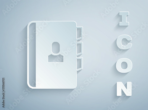 Paper cut Resume icon isolated on grey background. CV application. Searching professional staff. Analyzing personnel resume. Paper art style. Vector