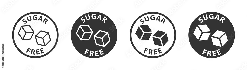 Sugar Free Icon Sign. Sugar cubes in circle icon for no sugar added product package design. Vector illustration. Sugar Free Icon Sign. Sugar cubes in circle icon for no sugar added product package design. Vector illustration.