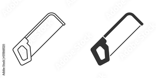 Hacksaw for metal icon. Hand metal saw symbol. Vector illustration.