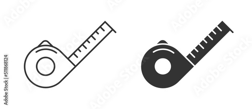 Measurement tape icon. Tape measure icon. Roulette construction symbol. Vector illustration. photo