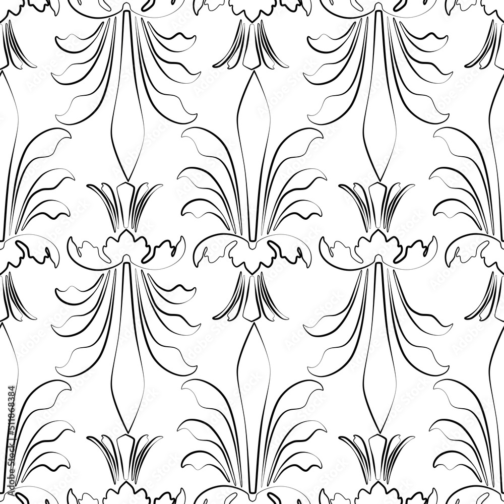 Naklejka premium Seamless pattern of outlines vintage desig elements in vintage style