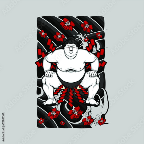 japanese sumo illustration