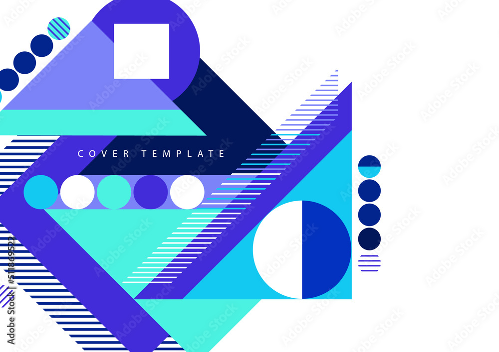 Modern abstract brochure with geometric shapes, circles and squares, lines. Minimal bold architectural style vector set with figure templates.