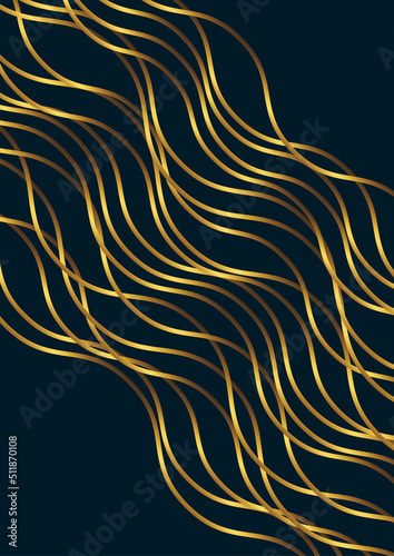 Dark blue abstract wave background with glitter golden lines. Luxury and elegant style template design. Modern simple overlap wave layers elements. Vector