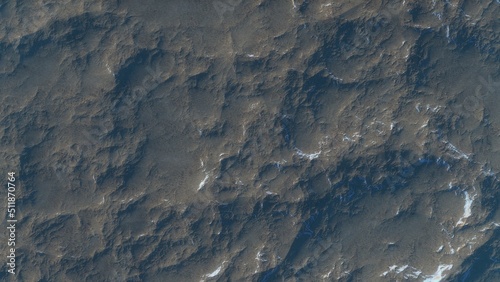 View of the 3d rendering realistic planet mars surface from space. 