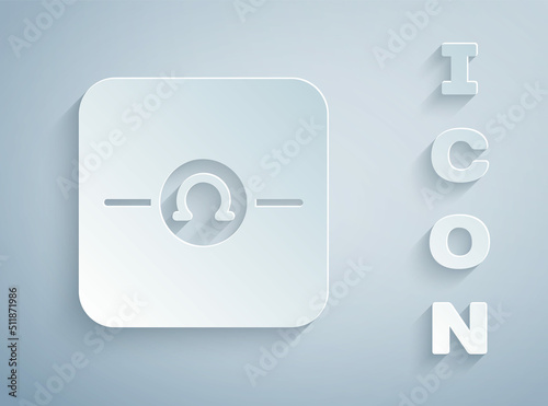 Paper cut Ohmmeter icon isolated on grey background. Paper art style. Vector