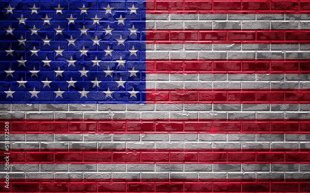 National flag of the country on a brick wall, background and texture ...