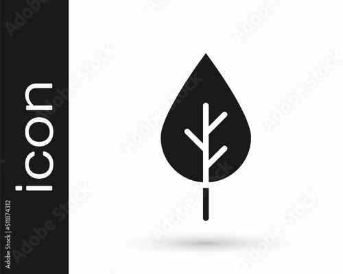 Black Leaf Eco symbol icon isolated on white background. Banner, label, tag, logo, sticker for eco green. Vector