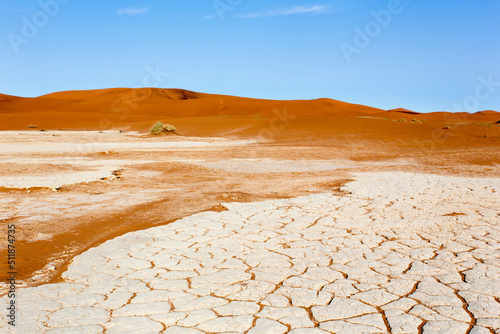 View of red sand in the desert
