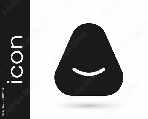 Black Pouf icon isolated on white background. Soft chair. Bag for the seat. Comfortable furniture armchair. Vector