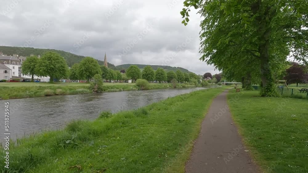 River Tweed in Peebles view, Scotland River Tweed in Peebles view, Scotland