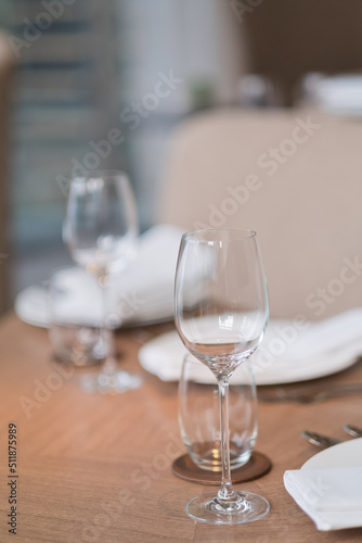 empty glass water on the table 