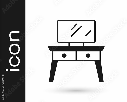 Black Dressing table icon isolated on white background. Vector