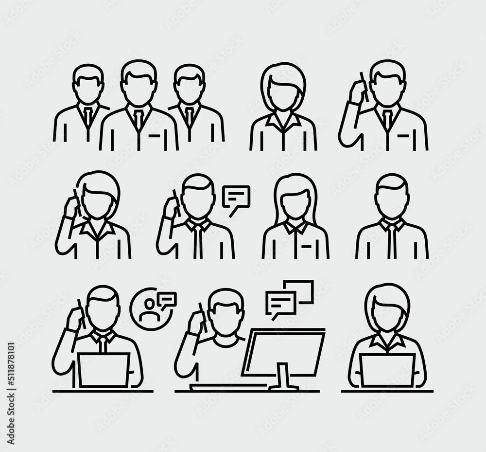 Business Person Vector Line Icons Set