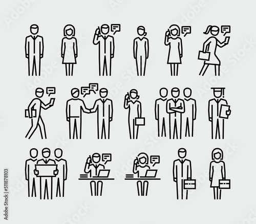 Business Person Vector Line Icons Set