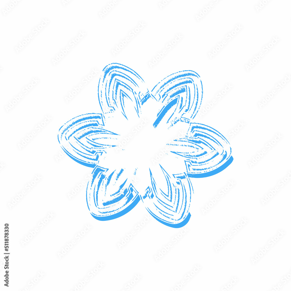 Snowflake Grunge Decor element for the designer Flower Stamp Blue shape on white background Snowflake Grunge Decor element for the designer Flower Stamp Blue shape on white background