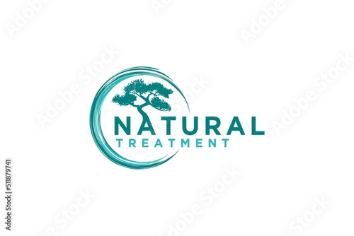 Bonsai juniper tree logo design mini decorative plants asian oriental japanese life icon