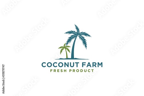 Coconut palm tree logo silhouette design beach island tropical flora leaf