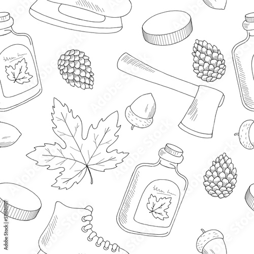 Canada seamless pattern background black white sketch illustration vector