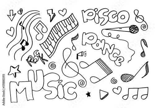 Music Background Hand drawn music set illustration. illustrations of music images, design concept.