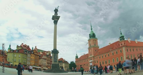 Timelapse  of Royal Castle and square in Warsaw