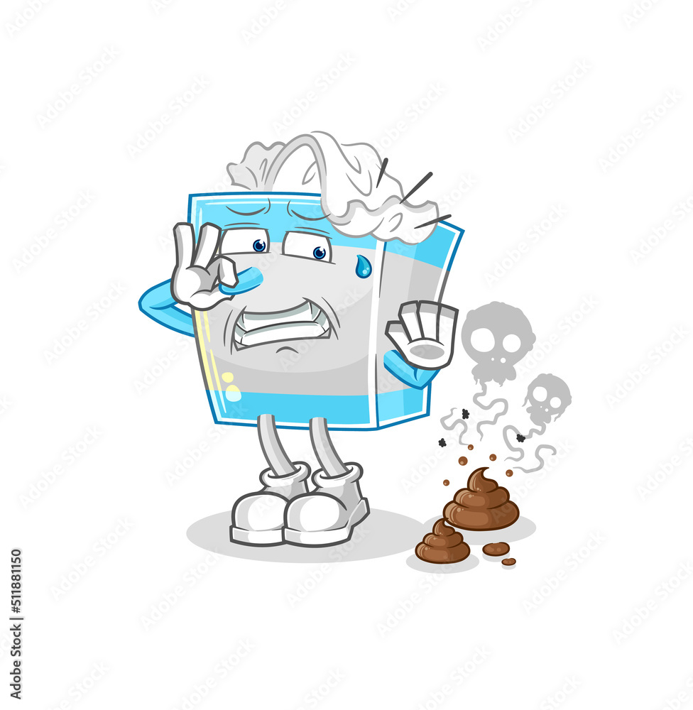 tissue box with stinky waste illustration. character vector tissue box with stinky waste illustration. character vector