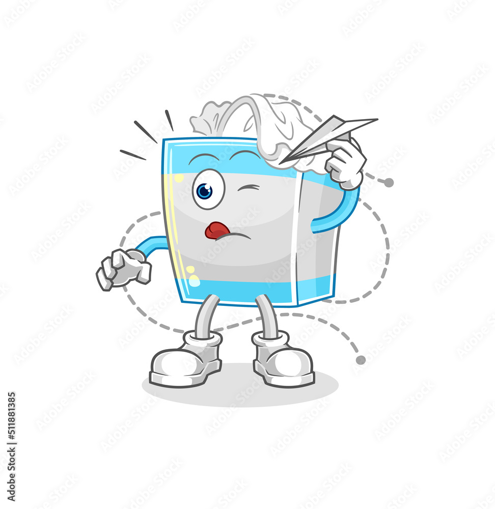 tissue box with paper plane character. cartoon mascot vector