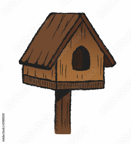 Fotomurale Birdhouse hand drawn isolated