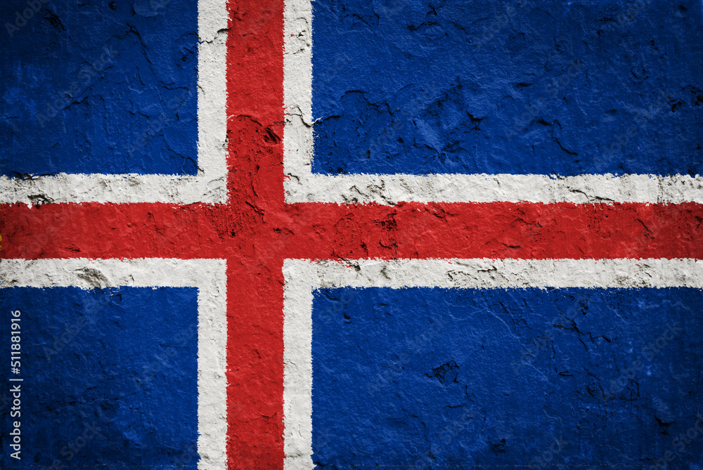 Flag of Iceland on old grunge wall background Flag of Iceland on old grunge wall background