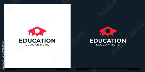 College, Graduation cap, Campus, Education logo design and people or students illustration vector design.