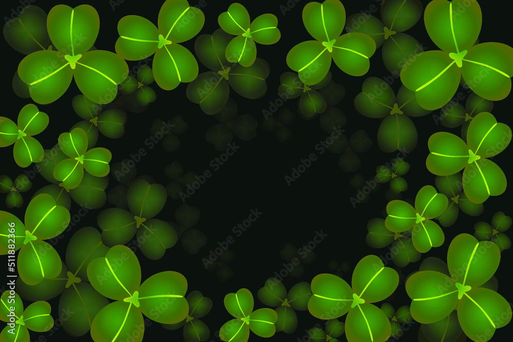 Dark trefoil shamrock leaves vector background