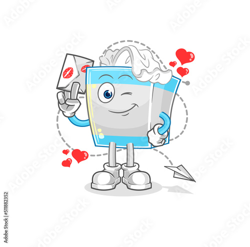 tissue box hold love letter illustration. character vector