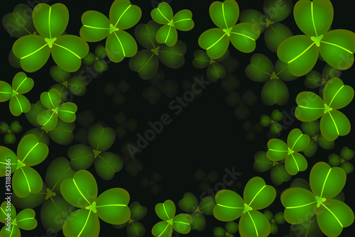 Obraz na płótnie Dark trefoil shamrock leaves vector background w salonie