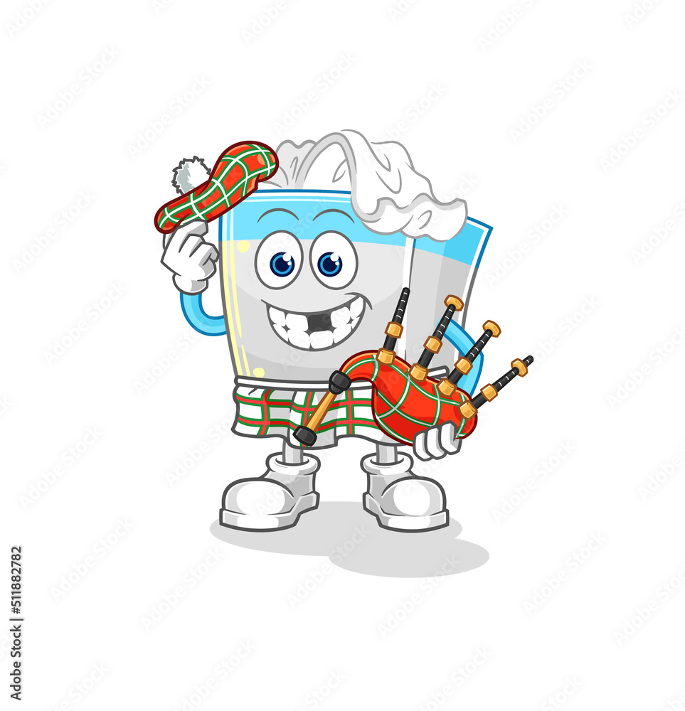 tissue box scottish with bagpipes vector. cartoon character tissue box scottish with bagpipes vector. cartoon character
