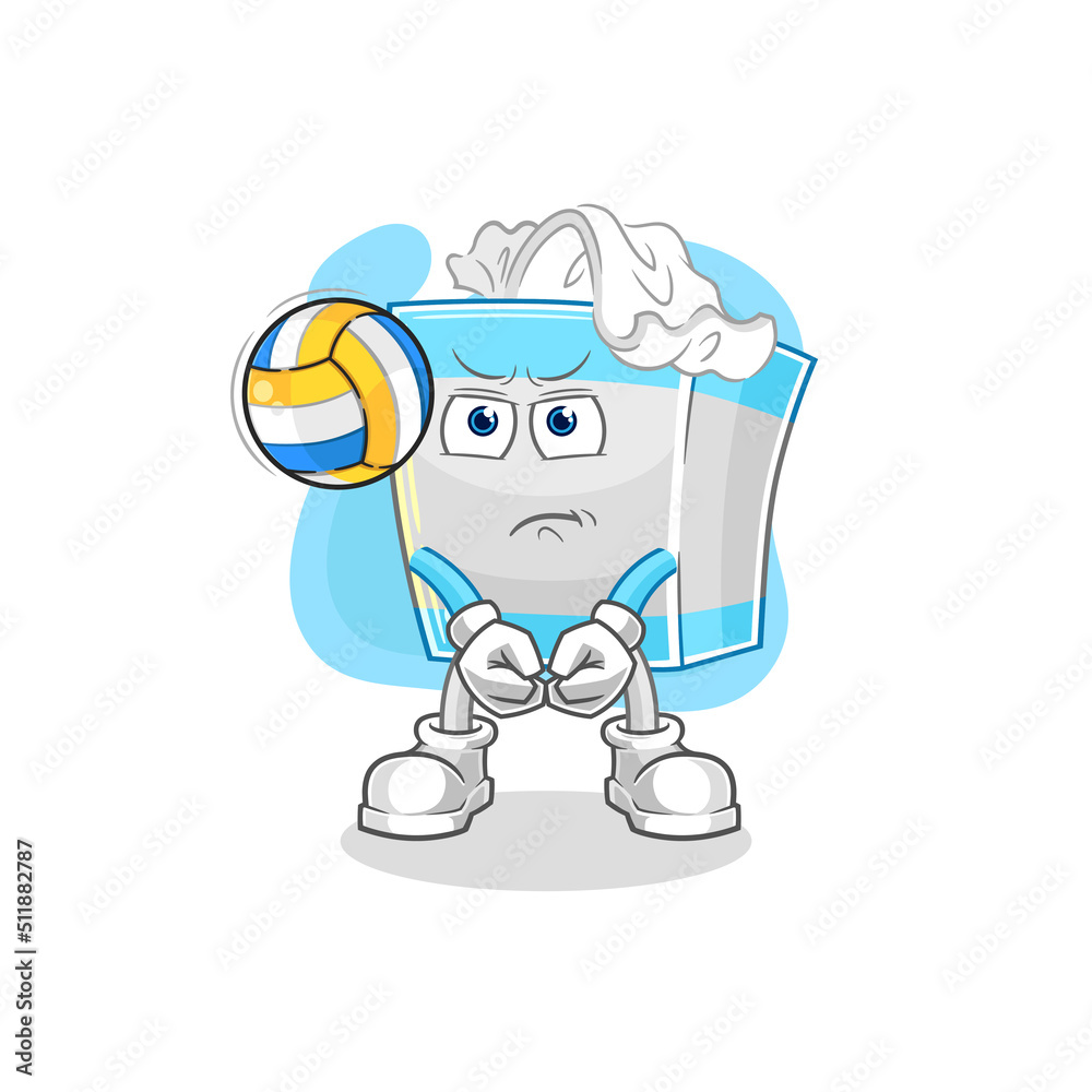 tissue box play volleyball mascot. cartoon vector tissue box play volleyball mascot. cartoon vector