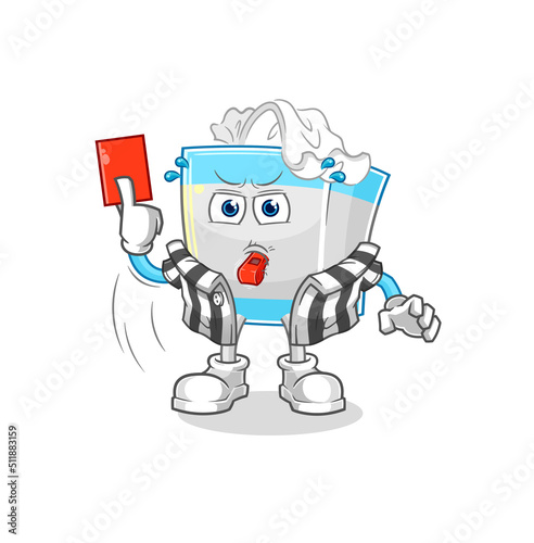 tissue box referee with red card illustration. character vector