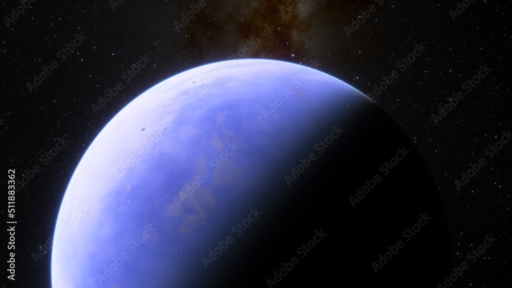 Obraz premium super-earth planet, realistic exoplanet, planet suitable for colonization, earth-like planet in far space, planets background 3d render 