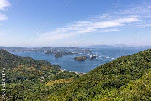 大島亀老山から見た来島海峡大橋（しまなみ海道）