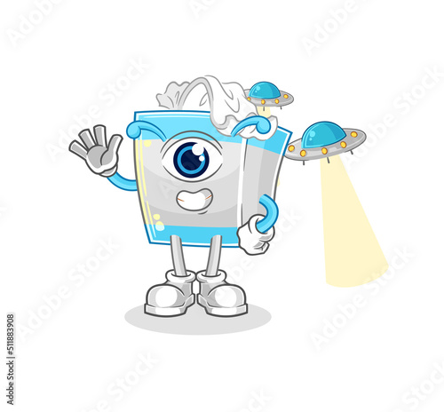 tissue box alien cartoon mascot vector