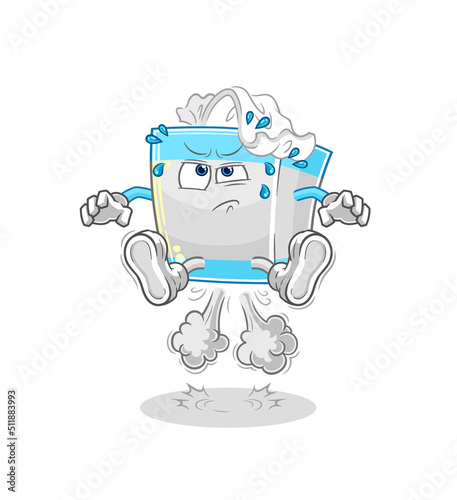 tissue box fart jumping illustration. character vector