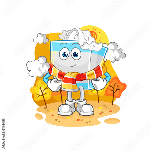 tissue box in the autumn. cartoon mascot vector