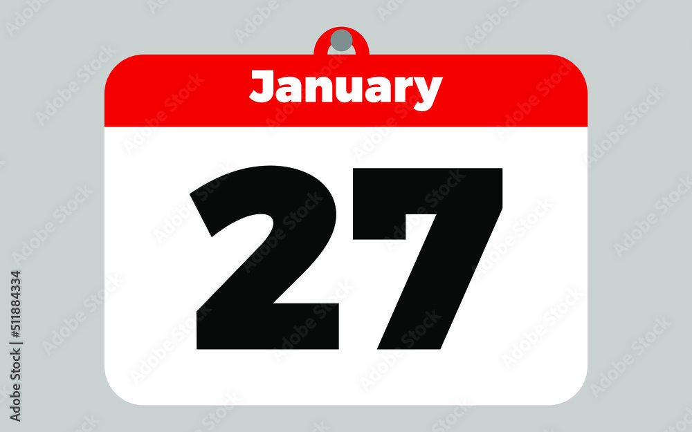 January, 27. White and red calendar January, 27. White and red calendar