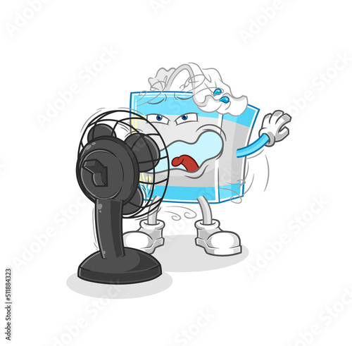 tissue box with the fan character. cartoon mascot vector
