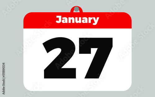 January, 27. White and red calendar