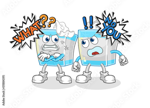 tissue box arguing each other cartoon vector